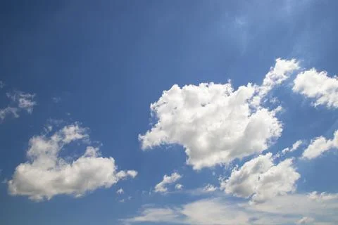 Beautiful Blue Sky With White Cloud Natural background view Stock Photos