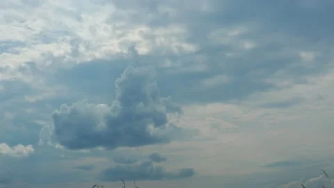 Beautiful blue sky with white clouds and sun, storm time Stock Footage 143704268