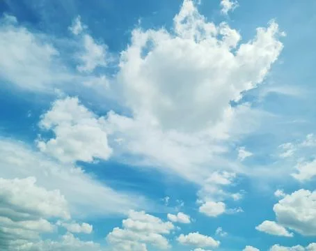Beautiful Blue Sky with White Clouds Natural Background Stock Photos