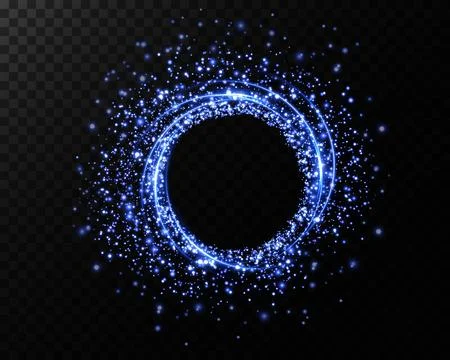 A beautiful Blue Sparkling Circle featuring a mesmerizing Glittering Particles Stock Illustration