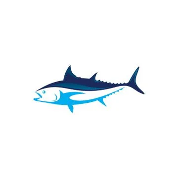Beautiful blue tuna fish vector illustration isolated on white background. Stock Illustration