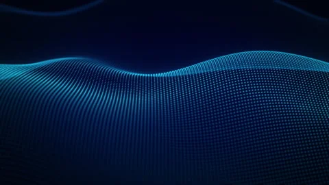 Beautiful Blue Wave Technology Background with Dotted Grid Looping Motion Stock Footage 280640391