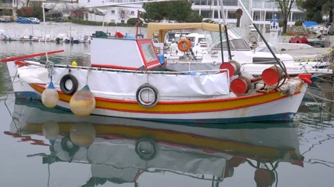 Beautiful boat in a cove Stock Footage