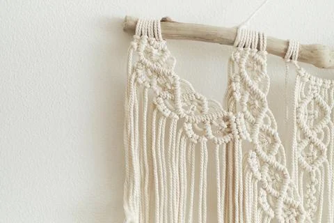 Beautiful boho macrame on wall panel. tapestry in the style of Boho made of 스톡 사진