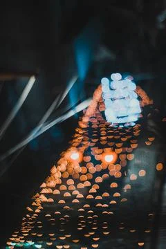 The beautiful bokeh lights in background. Stock Photos