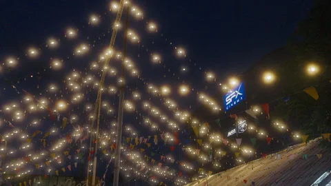 Beautiful Bokeh of String Lights at Night 스톡 동영상 337534374