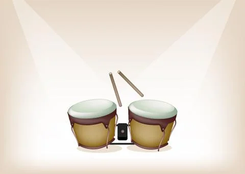 Beautiful Bongo on Brown Stage Background Stock Illustration