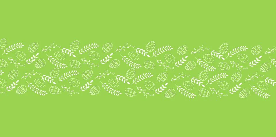 Beautiful border with Easter eggs composition. Seamless horizontal string, .. Illustrazione stock