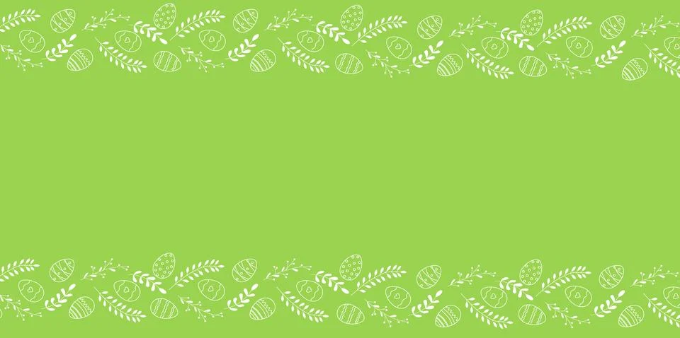 Beautiful border with Easter eggs composition. Seamless horizontal string, .. Illustrazione stock