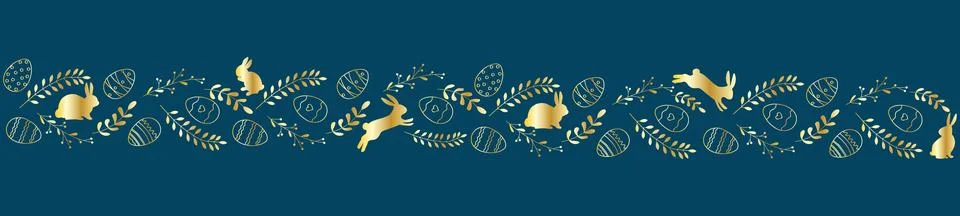 Beautiful border with Easter eggs composition. Horizontal string, ribbon. H.. Illustrazione stock