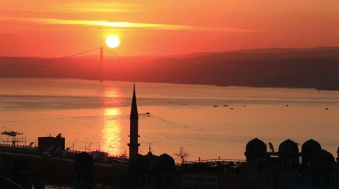 Beautiful Bosphorus at dawn, Turkey Stock Footage 54686372