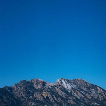 Beautiful boulder flatirons in colorado during a sunny winter day in nature 스톡 사진