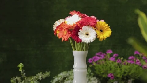 Beautiful bouquet in a vase on the table. 库存影片 131885696