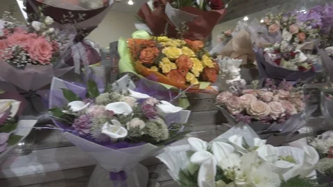 Beautiful bouquets of flowers Stock Footage 106576319