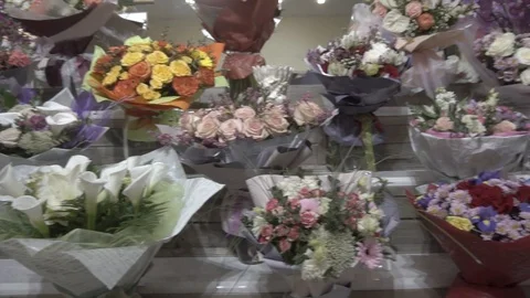 Beautiful bouquets of flowers Stock Footage 106576349