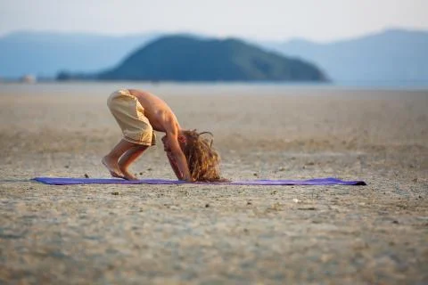 Beautiful boy on the beach 스톡 사진