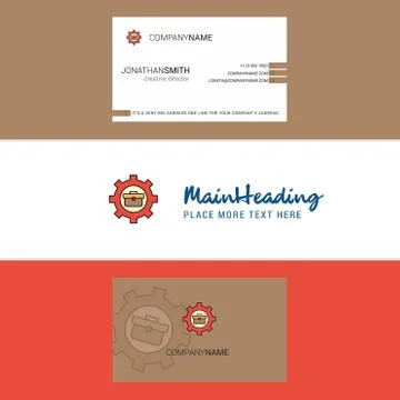 Beautiful Breifcase setting  Logo and business card. vertical Design Vector Illustrazione stock