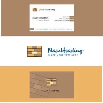Beautiful Bricks wall  Logo and business card. vertical Design Vector Stock Illustration