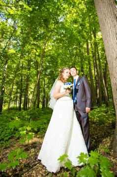 Beautiful bride and groom  is enjoying wedding Stock Photos