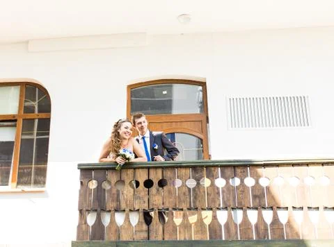 Beautiful bride and groom  is enjoying wedding Stock Photos