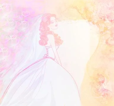 Beautiful bride card Stock Illustration