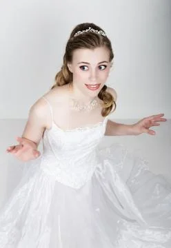 Beautiful bride funny posing, expressing different emotions. Beautiful bride Stock Photos