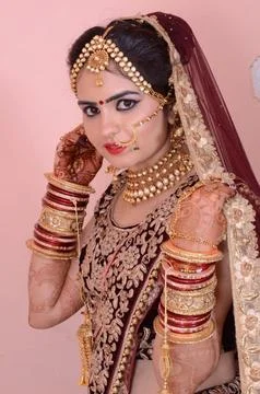 The beautiful bride looking at the camera with smiley face Stock Photos