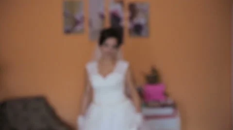 Beautiful bride posing for the camera Stock Footage 63625668