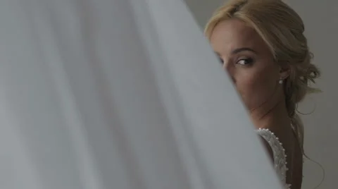 Beautiful bride posing in her wedding dress Stock Footage 61536251