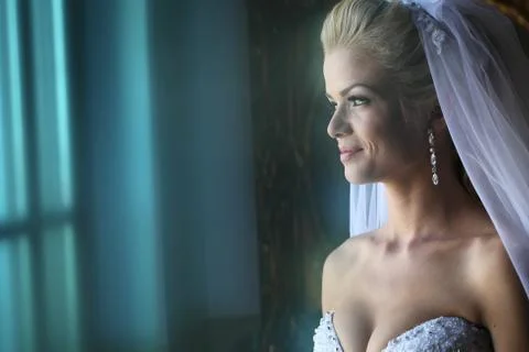 Beautiful bride at soft light Stock Photos