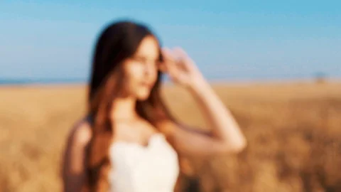 Beautiful bride in wheat field on sunset Stock Footage 112119268