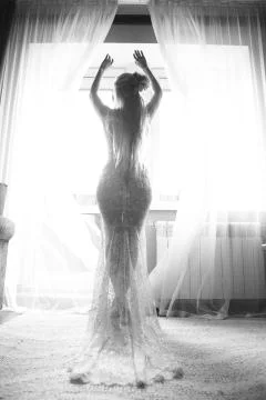 Beautiful bride by the window Stock Photos