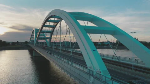 Beautiful bridge over danube river Stock Footage 216879201