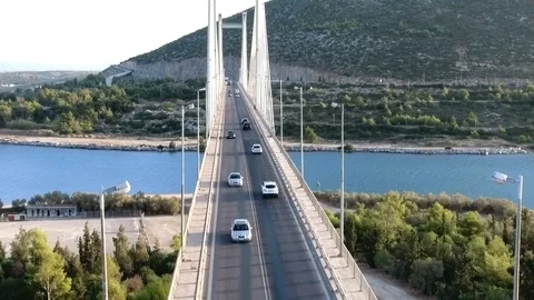Beautiful Bridge Over A River Drone View Stock Footage 81039149