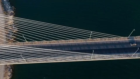 Beautiful Bridge Over A River Drone View Stock Footage 81039232