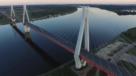 Beautiful bridge over the river.  Stock Footage 104166725