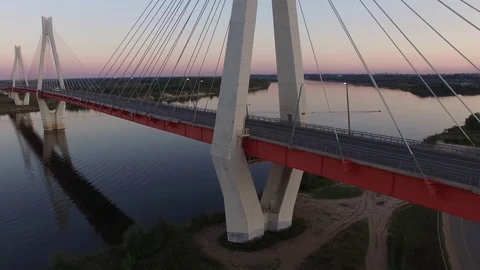 Beautiful bridge over the river.  Stock Footage 104166738
