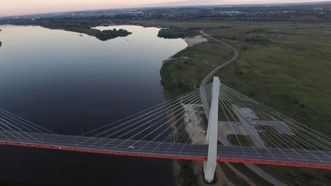 Beautiful bridge over the river.  Stock Footage 104166744