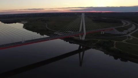 Beautiful bridge over the river.  Stock Footage 104166814