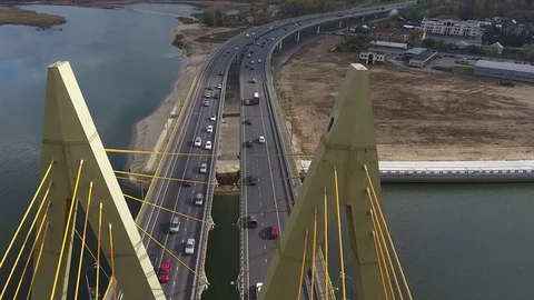 Beautiful bridge over the river.  Stock Footage 104166948