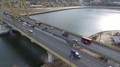 Beautiful bridge over the river.  Stock Footage 104166977