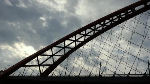 Beautiful Bridge on the sky with clouds backround Stock Photos