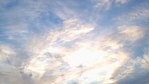 Beautiful Bright Blue Sky with Soft White Clouds Natural Background Stock Footage 336591259