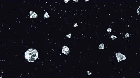 Beautiful bright diamonds falling with particles. Stock-Footage 132061756