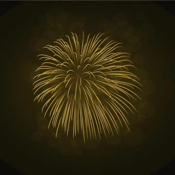 Beautiful bright firework isolated on black background Stock Illustration