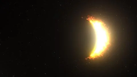 A beautiful bright full solar eclipse, the moon completely covers the sun 3d  Ilustração Stock