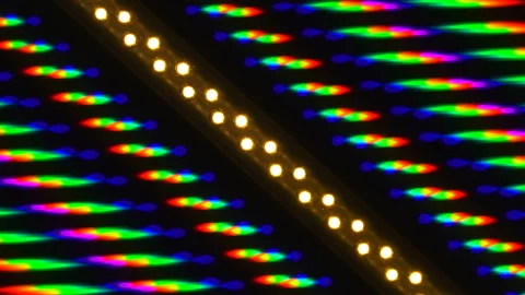 Beautiful bright image of light diffraction from a rotating line of LEDs Stockbeeldmateriaal 131317595