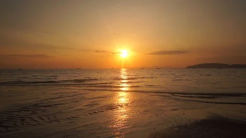 Beautiful bright orange sunset over the Indian Stock Footage 108795502
