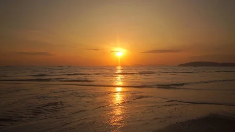 Beautiful bright orange sunset over the Indian Stock Footage 108796460