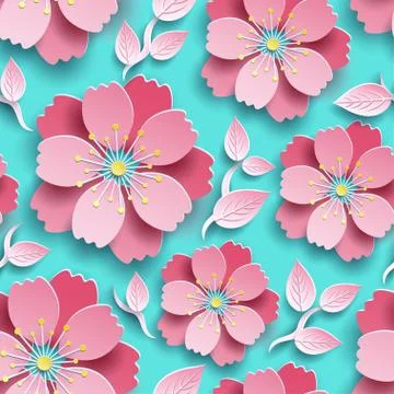 Beautiful bright seamless pattern with sakura Stockillustratie